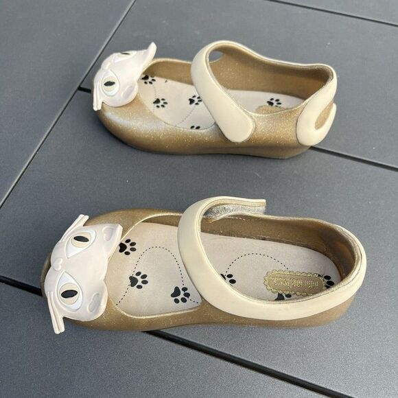 Mini Melissa Ultragirl II Gold Cat Mary Jane Flats Shoes Toddler Girls Size 9 - Picture 6 of 10